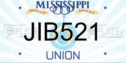 JIB521 Mississippi License Plate