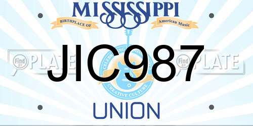 JIC987 Mississippi License Plate