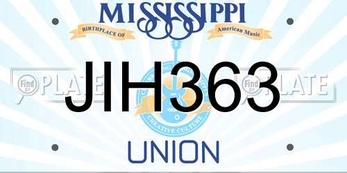 JIH363 Mississippi License Plate