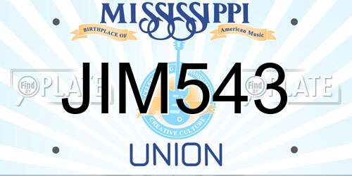 JIM543 Mississippi License Plate