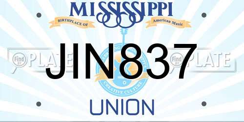 JIN837 Mississippi License Plate