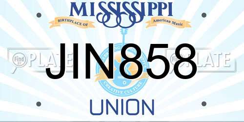 JIN858 Mississippi License Plate