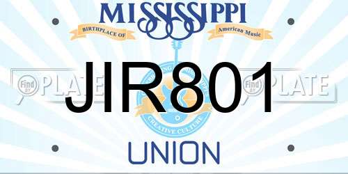JIR801 Mississippi License Plate