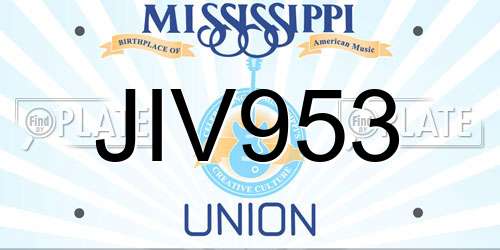 JIV953 Mississippi License Plate