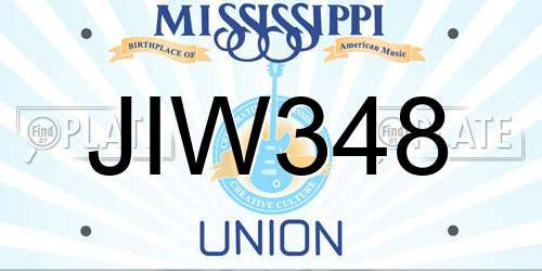 JIW348 Mississippi License Plate