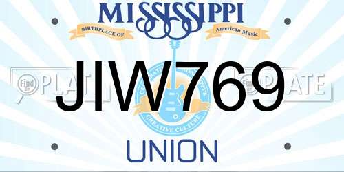 JIW769 Mississippi License Plate