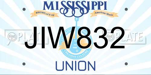 JIW832 Mississippi License Plate