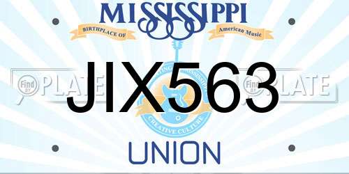 JIX563 Mississippi License Plate