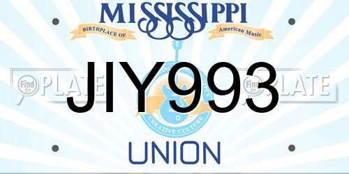 JIY993 Mississippi License Plate