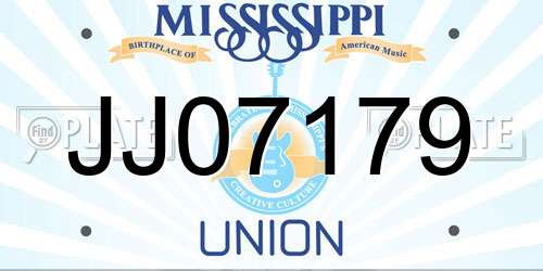 JJ07179 Mississippi License Plate
