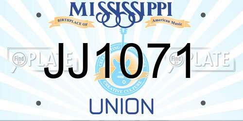 JJ1071 Mississippi License Plate
