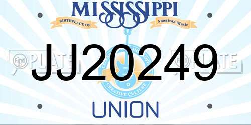 JJ20249 Mississippi License Plate