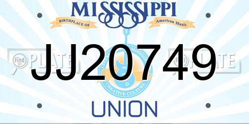 JJ20749 Mississippi License Plate