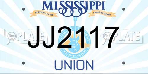 JJ2117 Mississippi License Plate