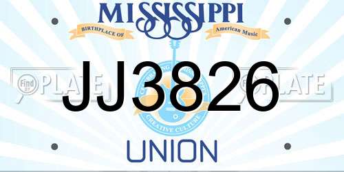 JJ3826 Mississippi License Plate