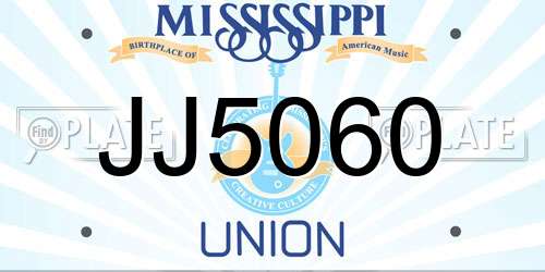 JJ5060 Mississippi License Plate