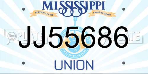 JJ55686 Mississippi License Plate