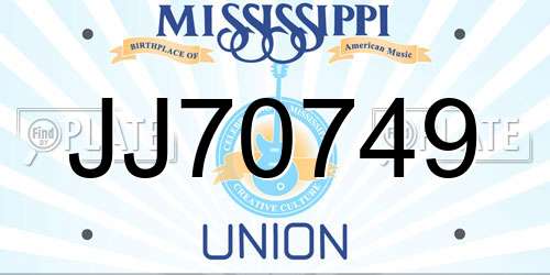 JJ70749 Mississippi License Plate
