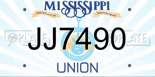 JJ7490 Mississippi License Plate