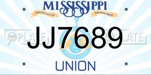 JJ7689 Mississippi License Plate