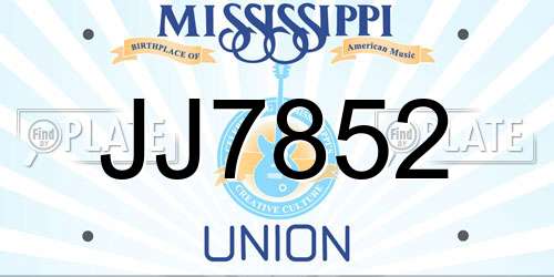 JJ7852 Mississippi License Plate