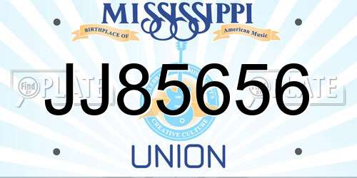 JJ85656 Mississippi License Plate