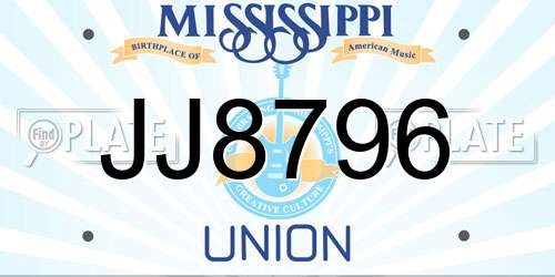 JJ8796 Mississippi License Plate
