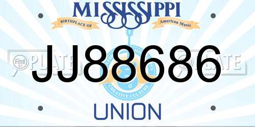 JJ88686 Mississippi License Plate