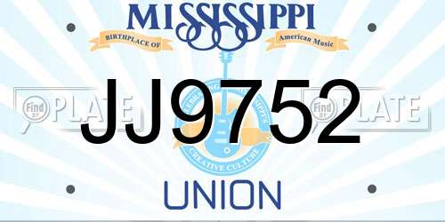 JJ9752 Mississippi License Plate