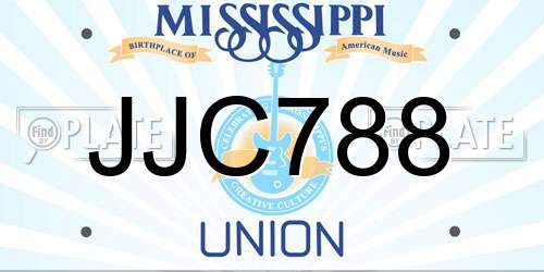 JJC788 Mississippi License Plate