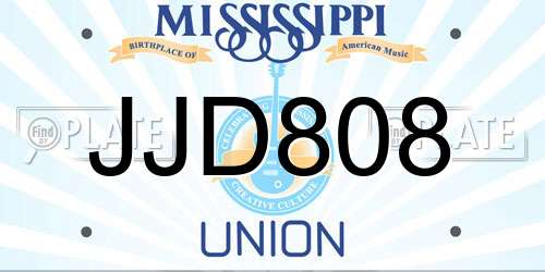 JJD808 Mississippi License Plate