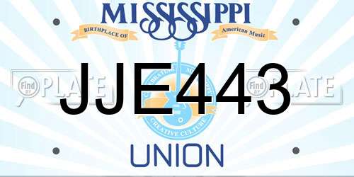 JJE443 Mississippi License Plate