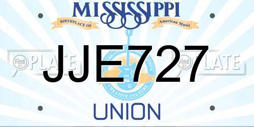 JJE727 Mississippi License Plate