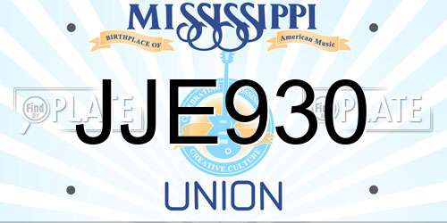 JJE930 Mississippi License Plate