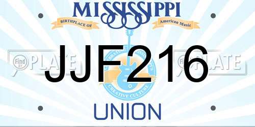 JJF216 Mississippi License Plate