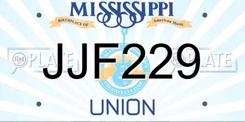 JJF229 Mississippi License Plate