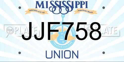 JJF758 Mississippi License Plate