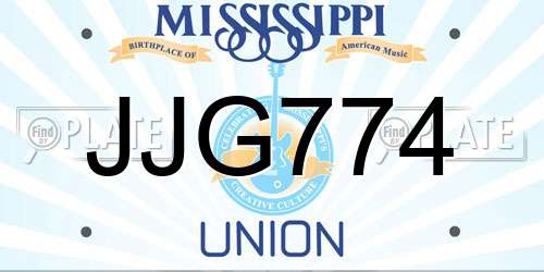 JJG774 Mississippi License Plate