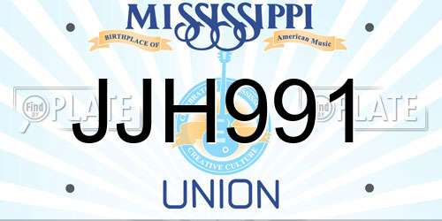 JJH991 Mississippi License Plate