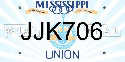 JJK706 Mississippi License Plate