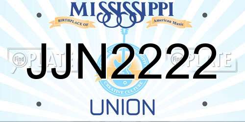 JJN2222 Mississippi License Plate