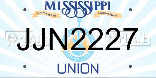 JJN2227 Mississippi License Plate