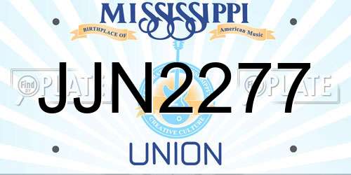 JJN2277 Mississippi License Plate