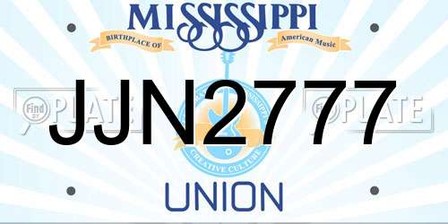 JJN2777 Mississippi License Plate