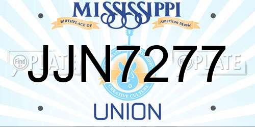 JJN7277 Mississippi License Plate