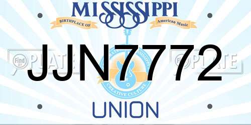 JJN7772 Mississippi License Plate