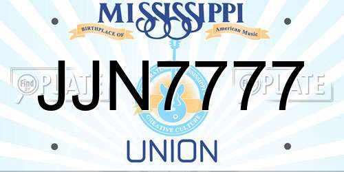 JJN7777 Mississippi License Plate