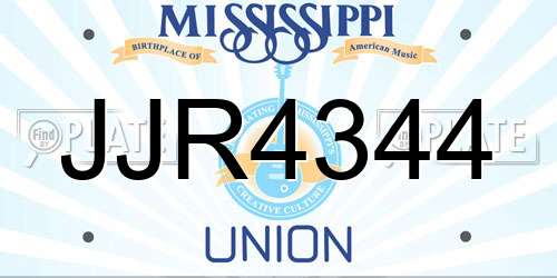 JJR4344 Mississippi License Plate