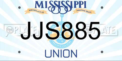 JJS885 Mississippi License Plate