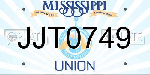 JJT0749 Mississippi License Plate